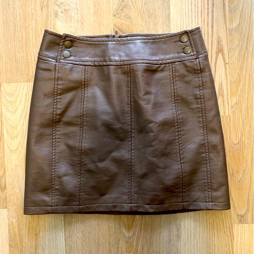 Free People Faux Leather Skirt, Size 2